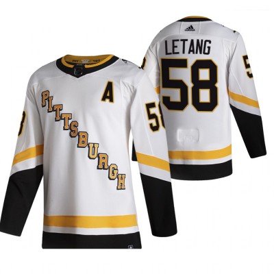 Pittsburgh Pittsburgh Penguins #58 Kris Letang White Men's Adidas 202021 Reverse Retro Alternate NHL Jersey